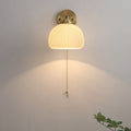 Nordic White Glass and Brass Striped Wall Sconce Lamp for Bedroom