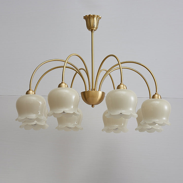 Vintage Floral Copper Glass Chandelier Light Fixture for Elegant Living Room