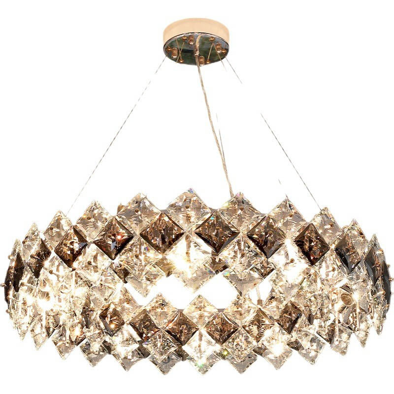 Modern Crystal Circular Chandelier with Plated Hardware for Living Room