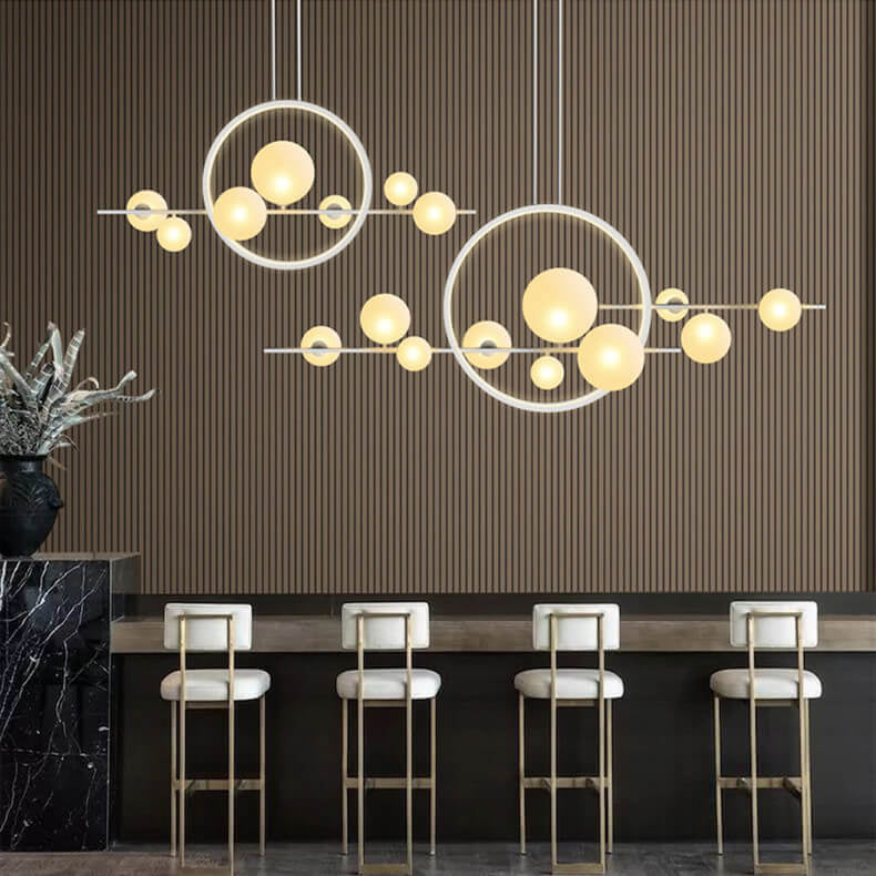Contemporary Clear Glass Bubble Pendant Chandelier for Dining Room