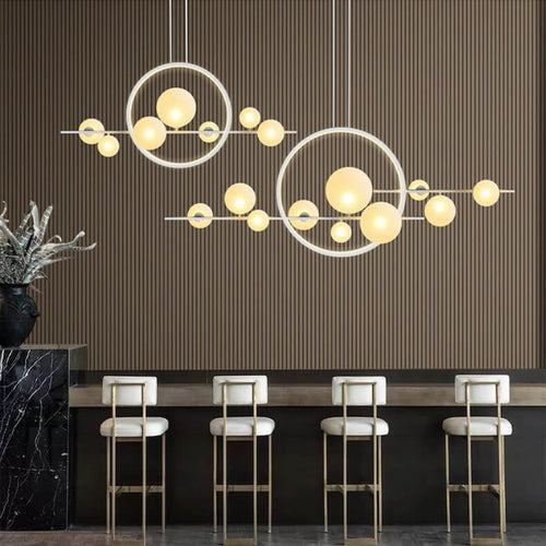 Contemporary Clear Glass Bubble Pendant Chandelier for Dining Room