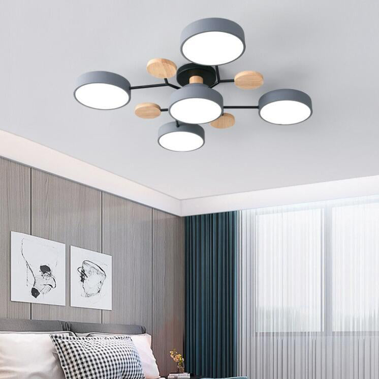 Scandinavian Round LED Semi-Flush Mount Light for Modern Living Room
