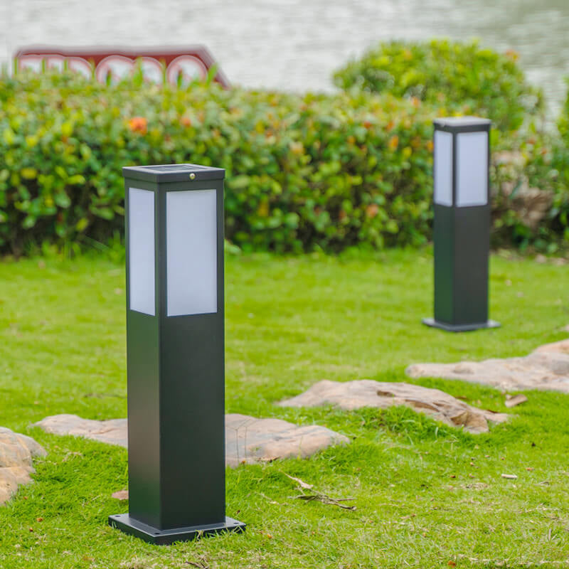Contemporary Black Waterproof Solar Square Pathway Lantern for Outdoors