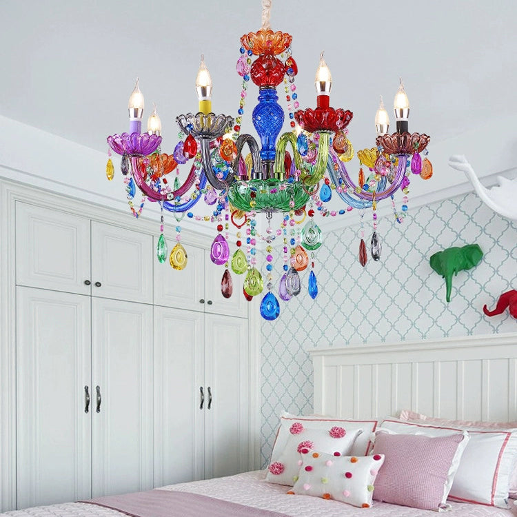 Elegant Black Crown Iron and Glass Crystal Chandelier for Dining Room