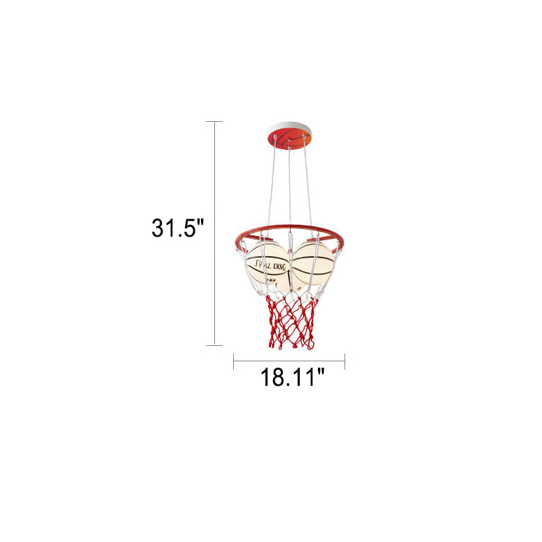 Whimsical Colorful Cartoon Basketball 3-Light Kids Chandelier Fixture