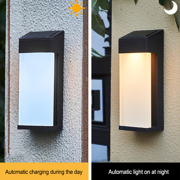 Modern Frosted Glass Solar LED Wall Sconce Light for Outdoor Spaces