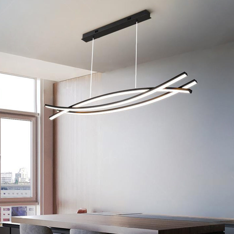 Sleek Aluminum Wave Arch LED Chandelier for Modern Dining Room Decor