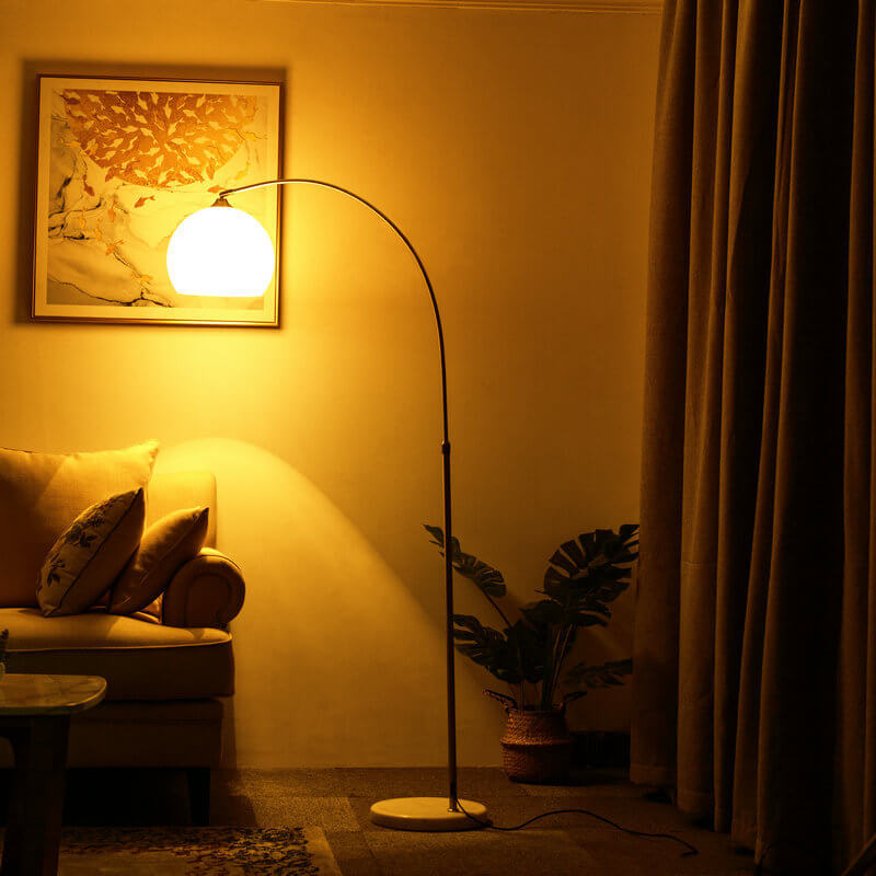 Contemporary Acrylic Globe Shade Fishing Rod Floor Lamp for Living Room