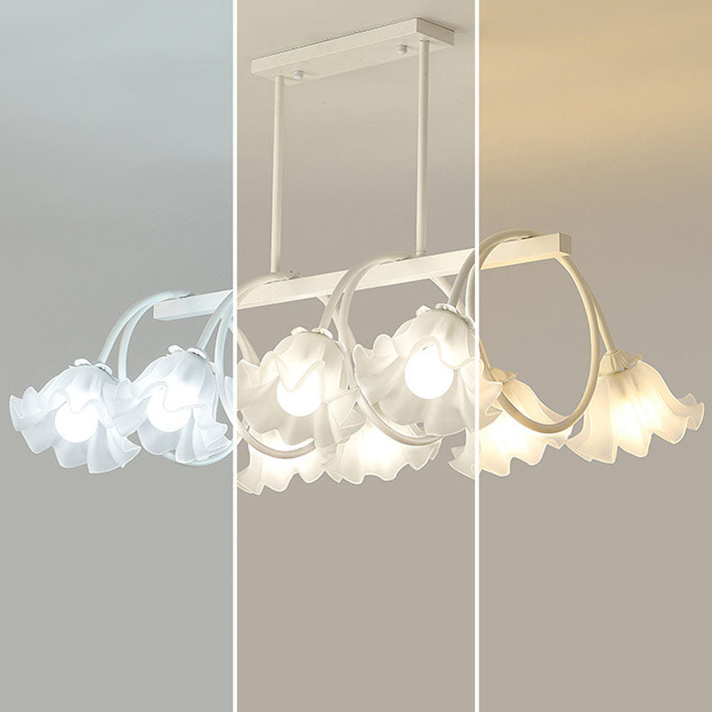 Modern Minimalist Cream Flower Iron & Glass Chandelier for Dining Room