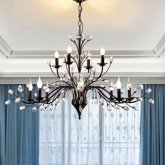 Rustic Black Iron Candelabra Chandelier for Vintage Dining Room Lighting
