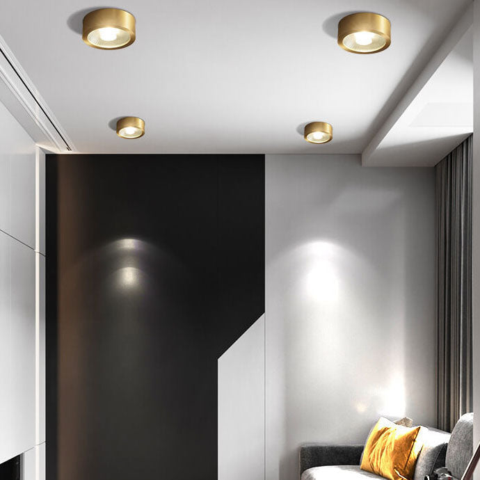 Contemporary Ultra-Thin Copper LED Flush Mount Light for Hallway Decor