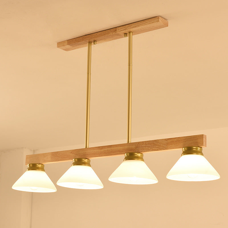Nordic Pine Wood Cone Pendant Chandelier for Kitchen Island Lighting
