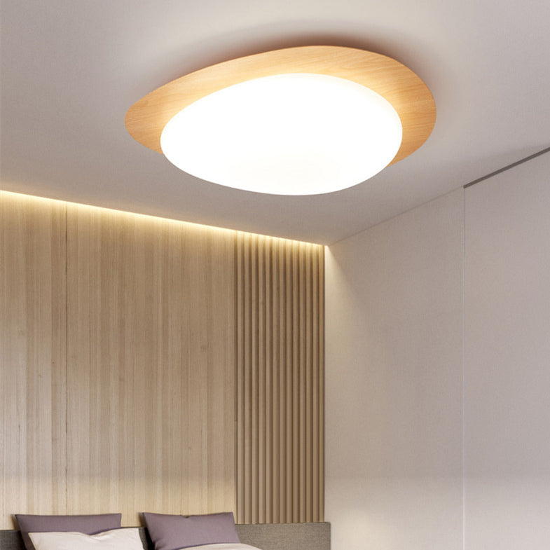 Modern White Acrylic Pebble Shape LED Flush Mount Light for Bedroom