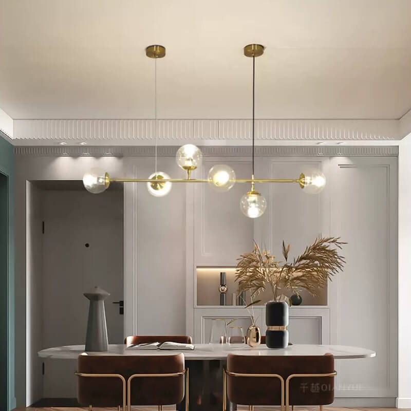 Vibrant Nordic Minimalist 6-Light Glass Orb Chandelier for Kitchen Island