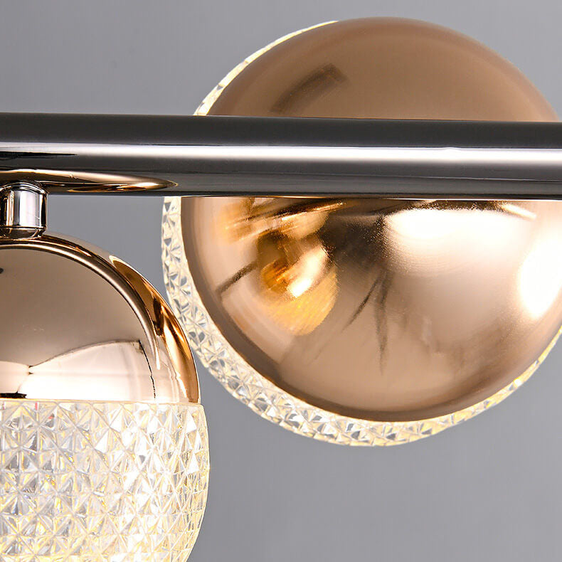 Contemporary Clear Acrylic and Iron Rod LED Chandelier for Kitchen Island