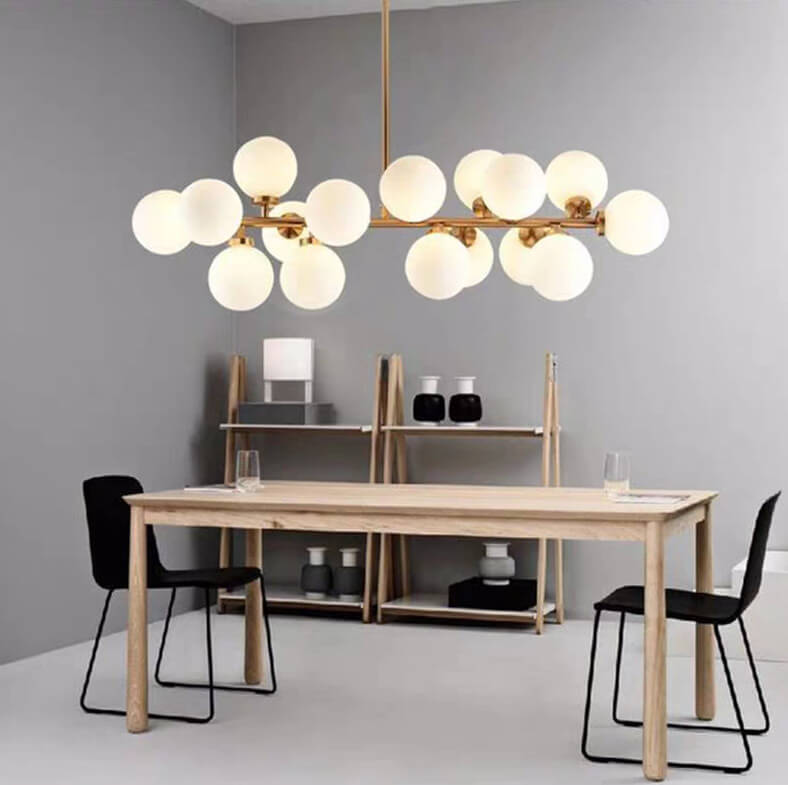 Contemporary Black Iron and Glass 16-Light Chandelier for Dining Rooms