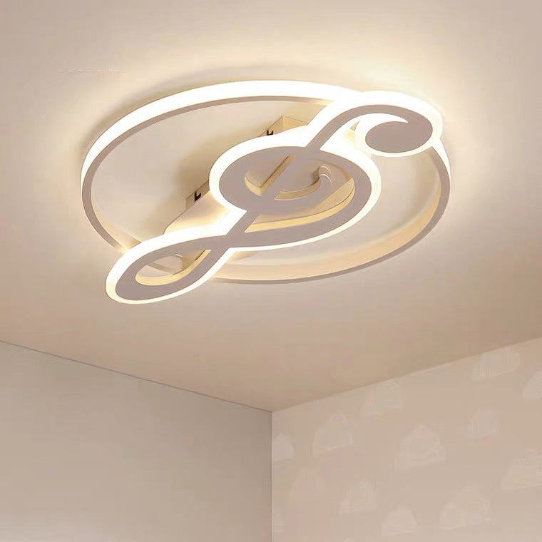 Nordic Style White Music Notes LED Flush Mount Light for Bedroom Hallway