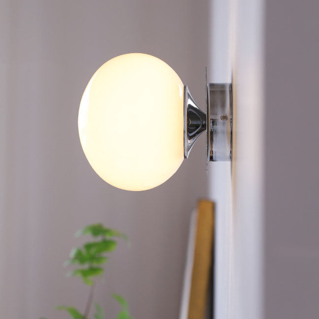Rustic Industrial Black Iron and Glass Round Wall Sconce Lamp for Hallway