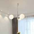 Modern Light Luxury White Round Ball Glass Iron 3/5/8-Light Chandelier