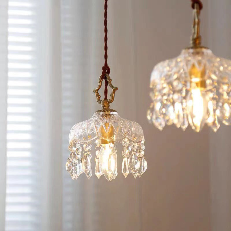Elegant Vintage Floral Crystal Pendant Light Fixture for Dining Room