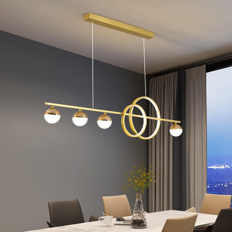 Sleek Silver LED Round Globe Chandelier Pendant Light for Kitchen Island
