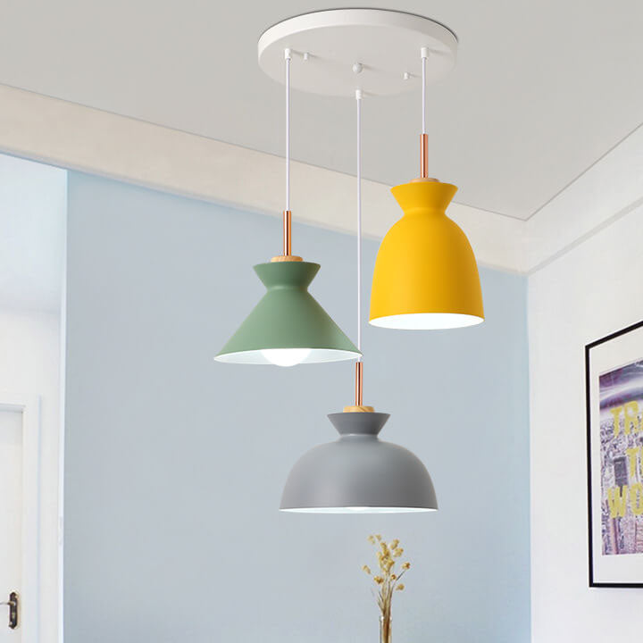 Contemporary Nordic Metal Macaron 3-Light Chandelier for Dining Room