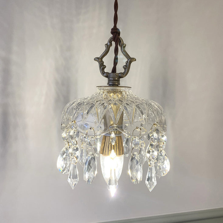 Elegant Vintage Floral Crystal Pendant Light Fixture for Dining Room