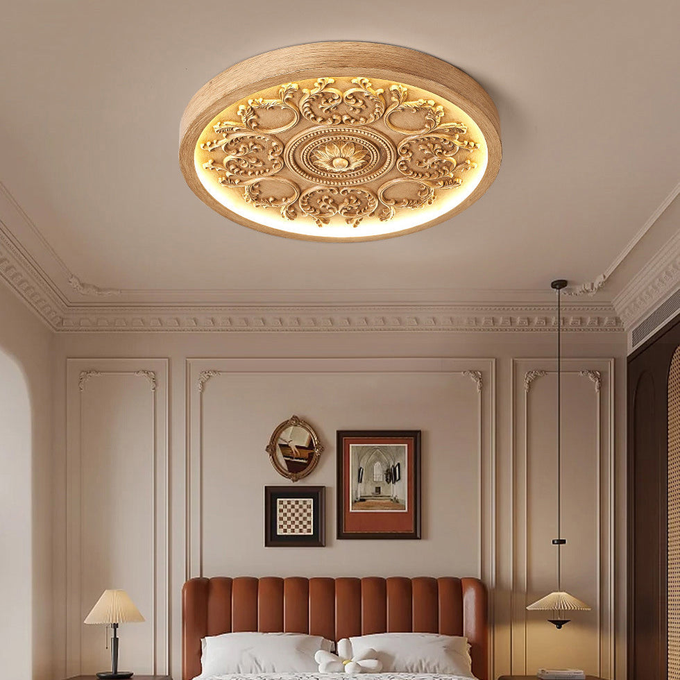 Sleek Black Iron & Resin LED Flush Mount Ceiling Light for Bedroom