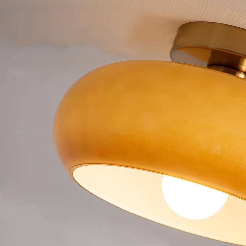 Chic Retro Round Copper Pendant Light in Solid Color for Dining Room