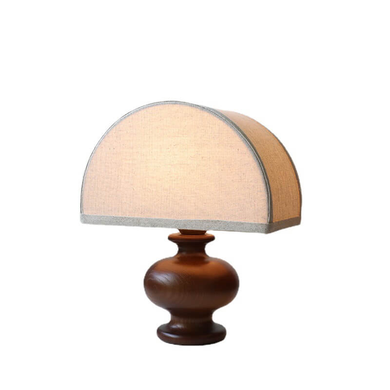 Wabi-sabi Vintage Solid Wood Fabric Table Lamp for Living Room Decor