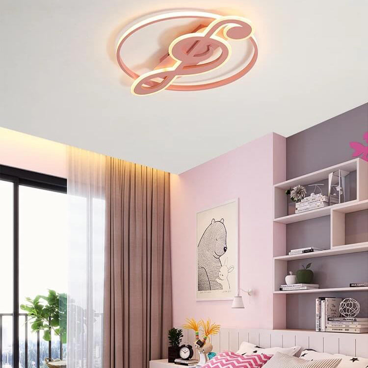 Nordic Style White Music Notes LED Flush Mount Light for Bedroom Hallway