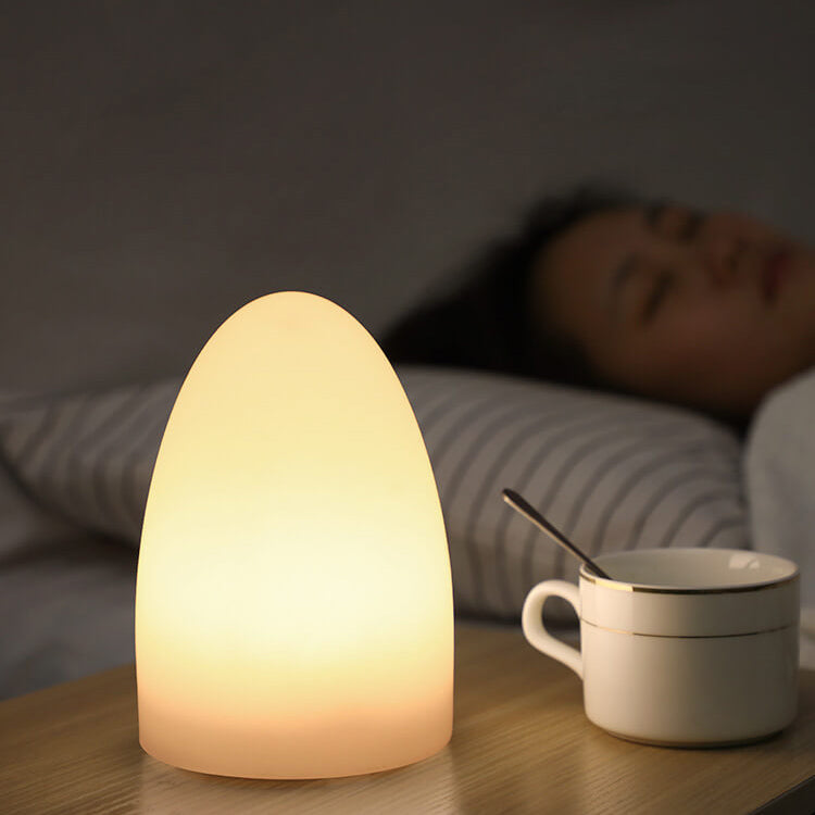 Geometric White Battery-Powered LED Table Lamp for Bedroom Decor