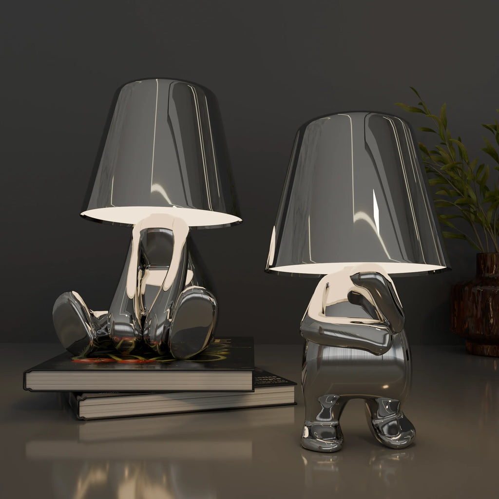Contemporary Silver Metal Table Lamps for Living Room Bedroom Decor