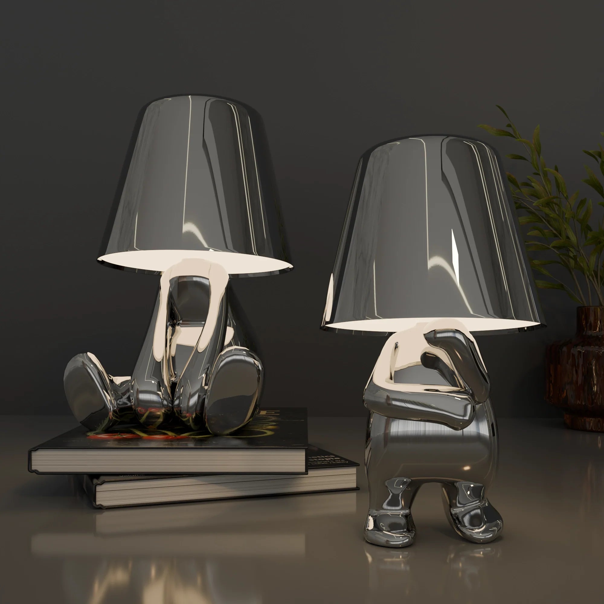 Contemporary Silver Metal Table Lamps for Living Room Bedroom Decor