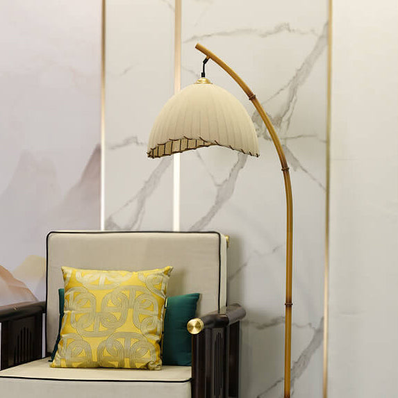 Vintage Bamboo Pole Floor Lamp with Warm Light for Living Room Decor