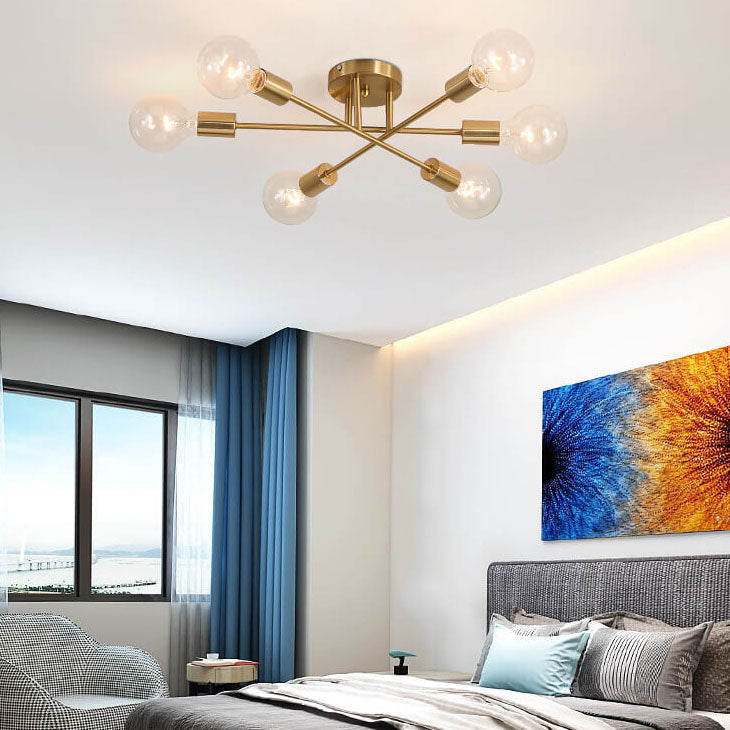 Elegant Gold Finish 6-Light Glass Shade Chandelier for Luxurious Spaces