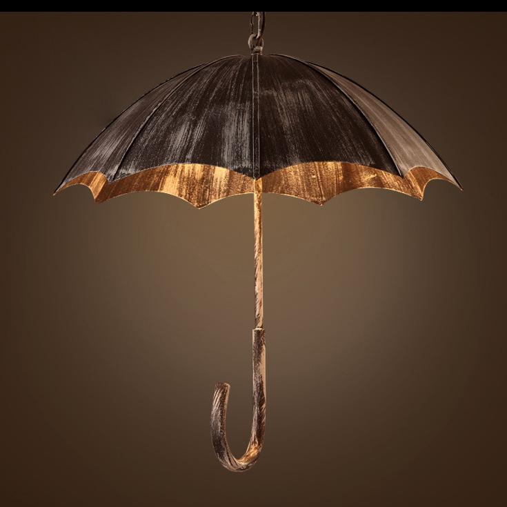 Industrial Round Black Iron 5-Light Umbrella Chandelier for Living Room