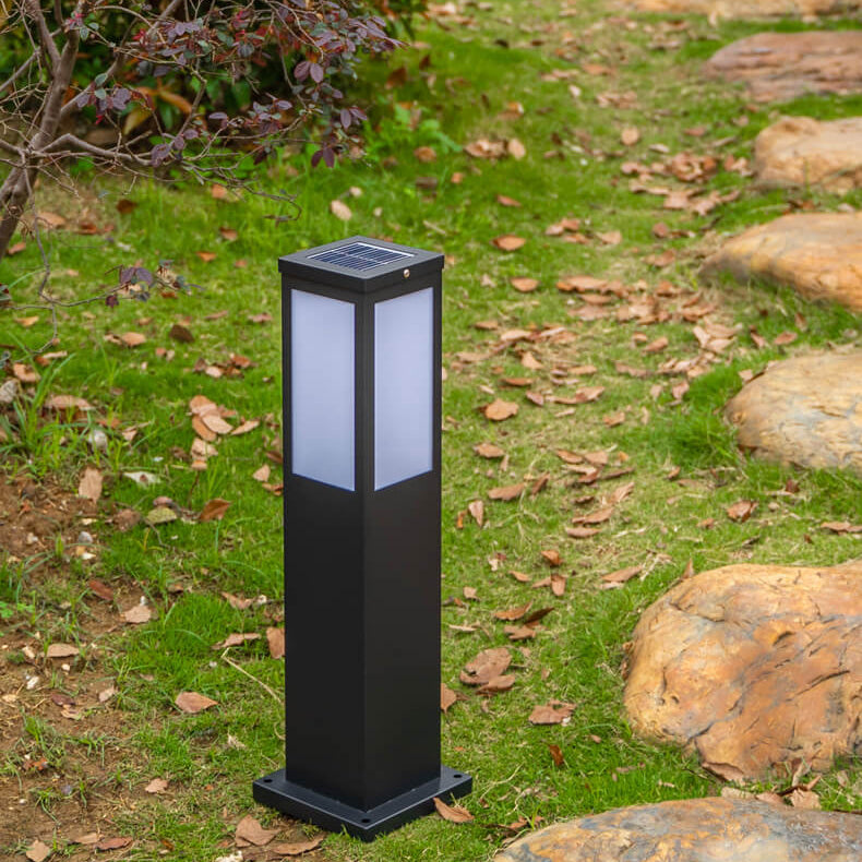 Contemporary Black Waterproof Solar Square Pathway Lantern for Outdoors
