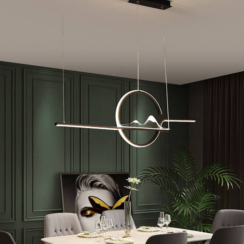 Contemporary Black LED Chandelier Pendant Light for Dining Room & Foyer