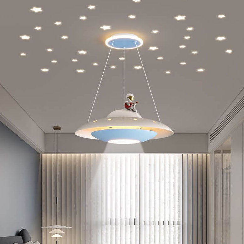 Colorful LED Flying Saucer Chandelier Light for Kids' Room Decor