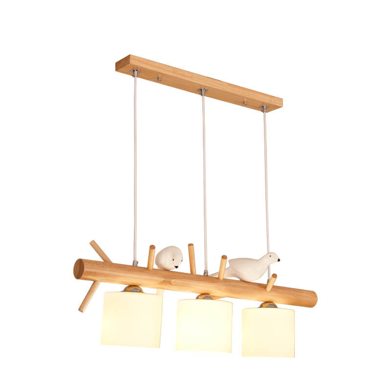 Nordic Minimalist Solid Wood Cylinder Chandelier for Dining Room