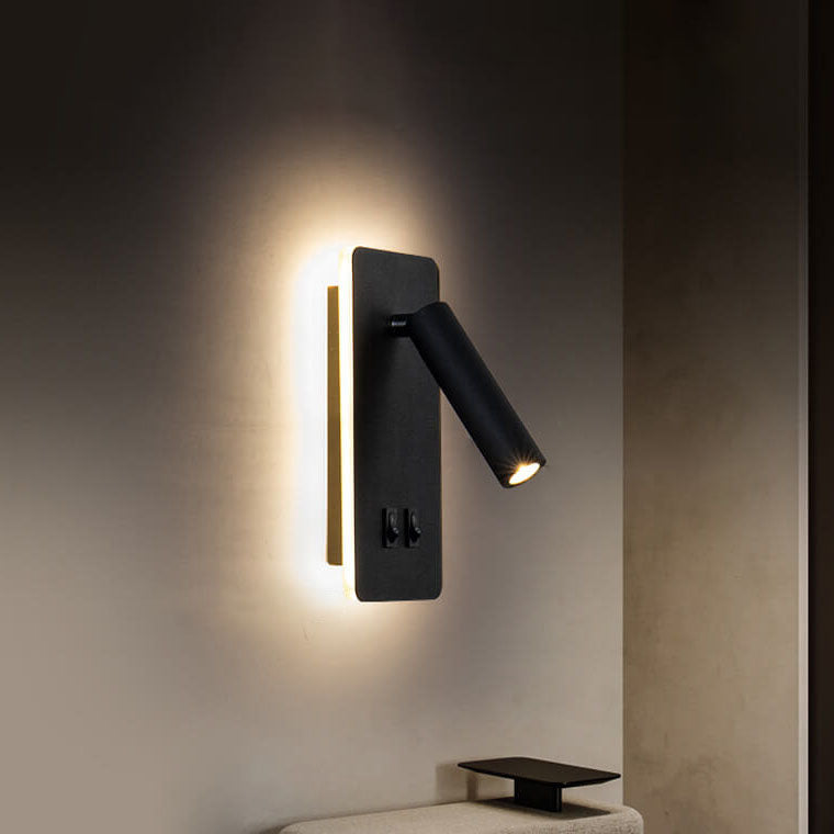 Rustic Black Iron Rotatable LED Square Wall Sconce for Living Room & Bedroom