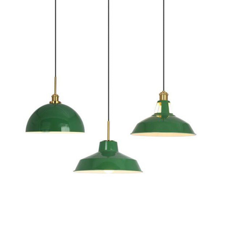 Vintage Green Iron Cone Pendant Light for Industrial-Style Entryway