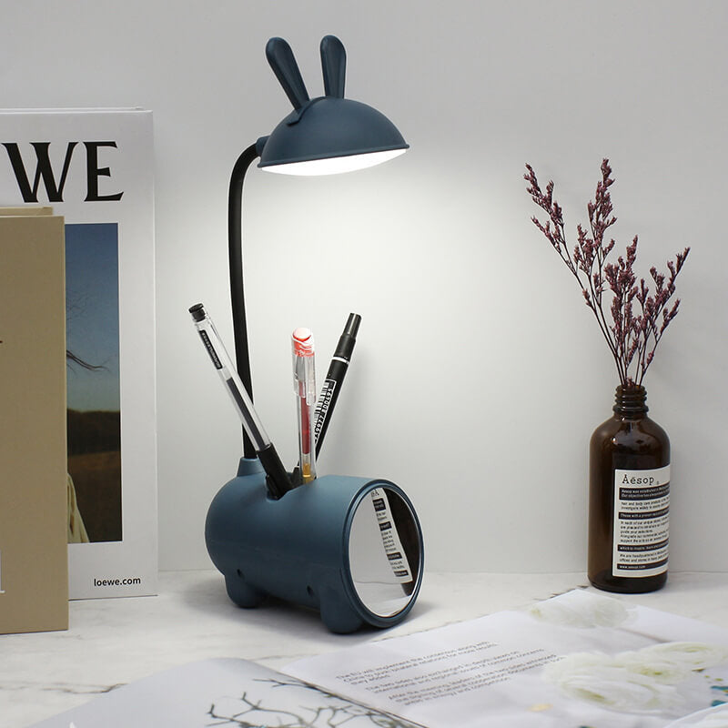 Whimsical White Rabbit LED Touch USB Desk Lamp for Home Office Decor