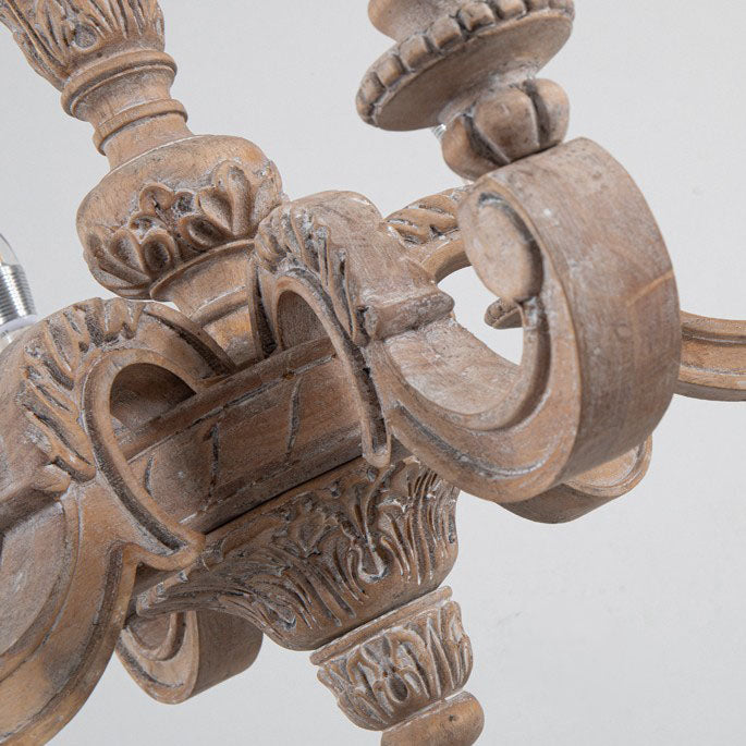 Elegant French Provincial Resin Candelabra 5-Light Wood Chandelier for Dining Room