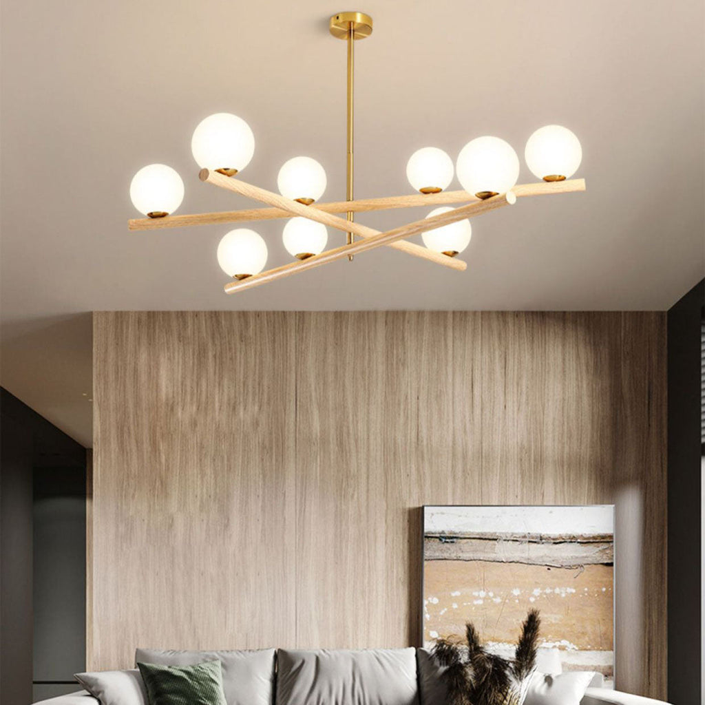 Modern Black Metal & Glass 6/9 Light Chandelier for Living Room