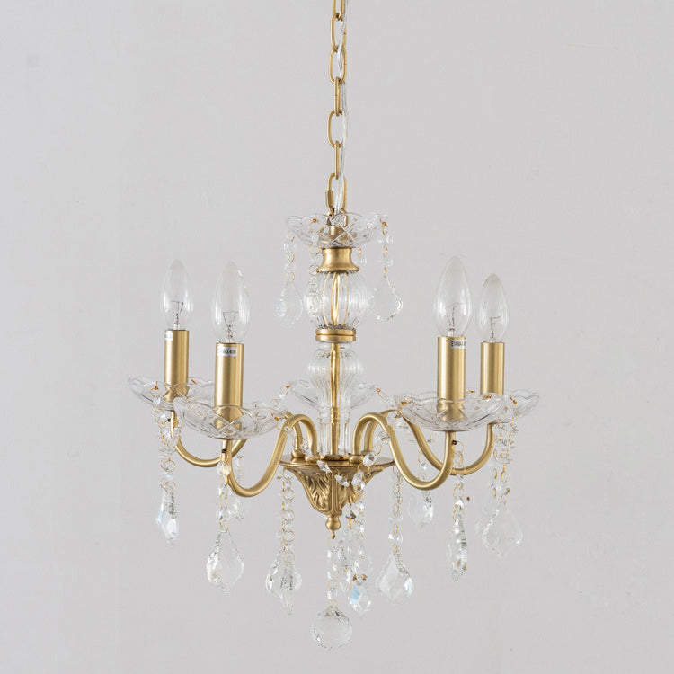 Elegant Brass and Crystal 5/6/8-Light French Candelabra Chandelier for Living Room