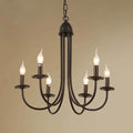 Elegant Black Wrought Iron Curved 6/8-Light Chandelier for Dining Room