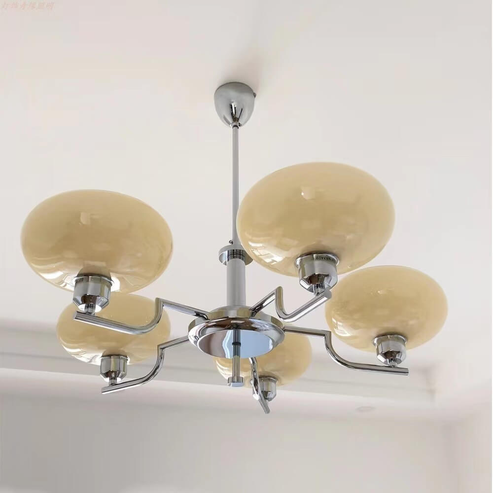 Traditional Vintage Milk White Glass Dome Chrome 3/5 Light Chandelier