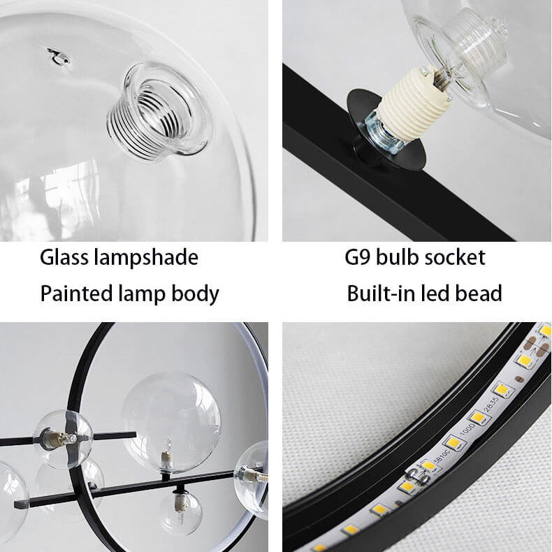 Contemporary Clear Glass Bubble Pendant Chandelier for Dining Room